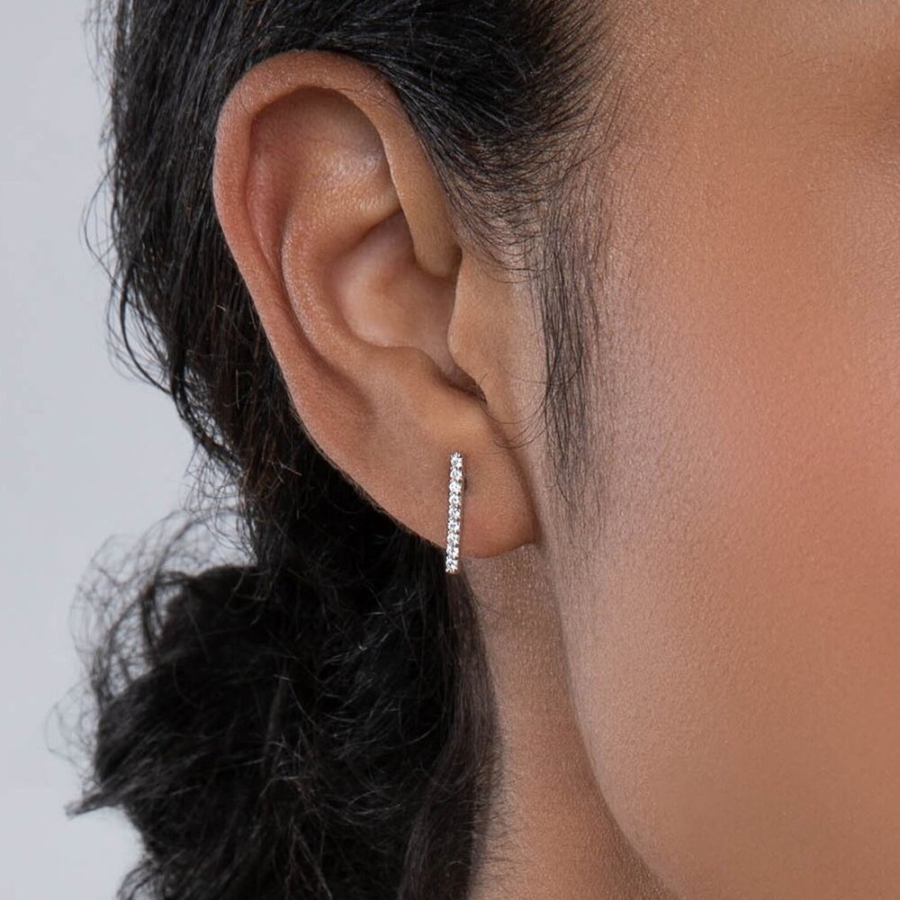 18k White Gold Birks Diamond Bar Earrings